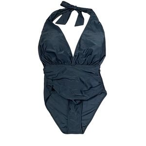 Holipick Women's Swimsuits Tummy Control Plunge Halter V-Neck Black Small‎ NWT